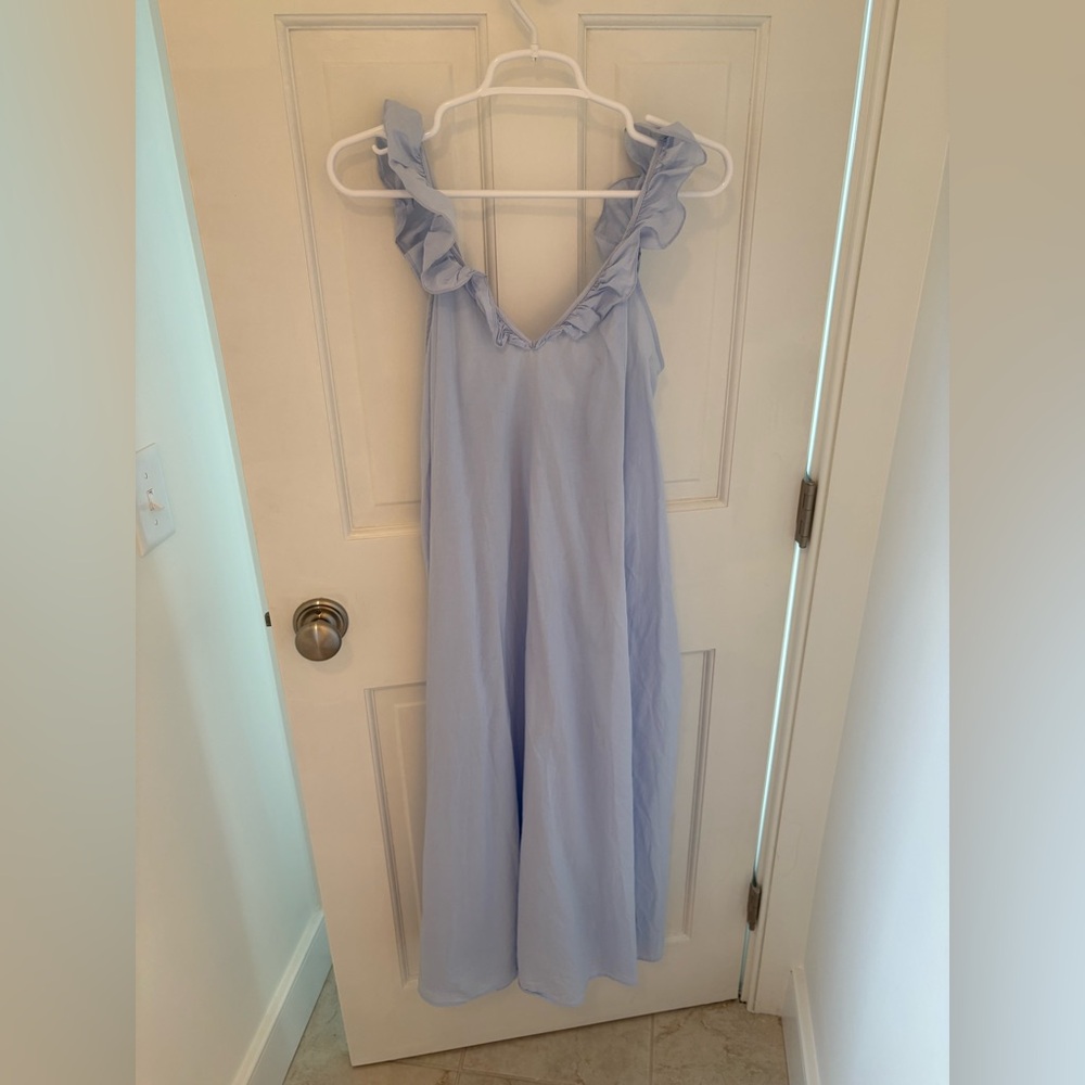 H&M Light Blue Ruffle Strap Maxi XS